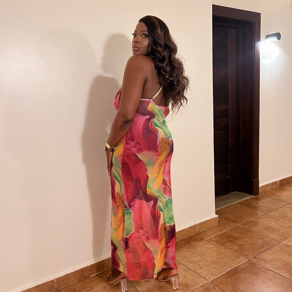 MISS LOLA Vacay Muse Green Print Dress - Picture 2 of 2